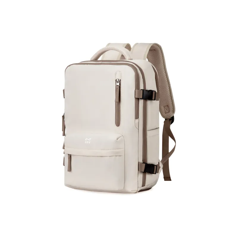 QING QI ZHE Fabric Travel Bag Backpack Regular Unisex Beige White Green/Beige White Brown-11