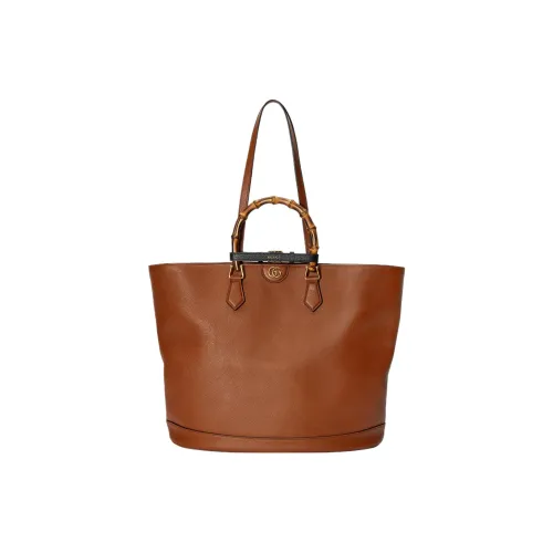 GUCCI Diana Leather Tote Bag Shopping Bag Shoulder Bag Handbag Large Size Women's Brown