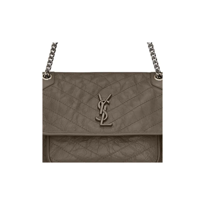 SAINT LAURENT Cow Leather Handbag Shoulder Bag Women's Dark Brown-5