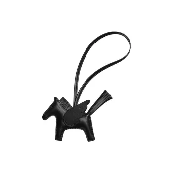 HERMES Sheepskin Pendants Unisex Small Size Pendant Black