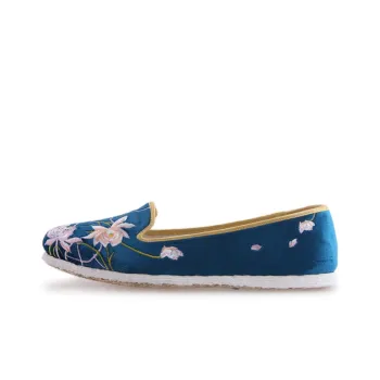 Neiliansheng Handmade Multi-Layer Sole Sewed Shoes Casual Single Shoes Women's Blue