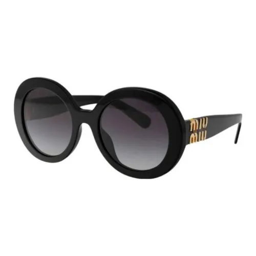 MIU MIU Metal Oval Sunglasses Women's Black