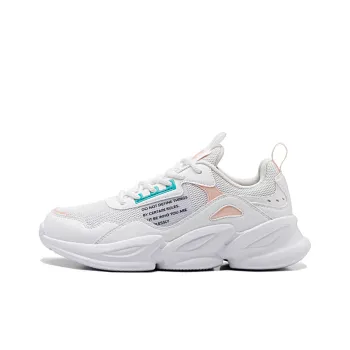 QIAODAN Anti Slip And Wear Resistant Breathable Low Top Running Shoes Women's Jordan White Enamel Pink