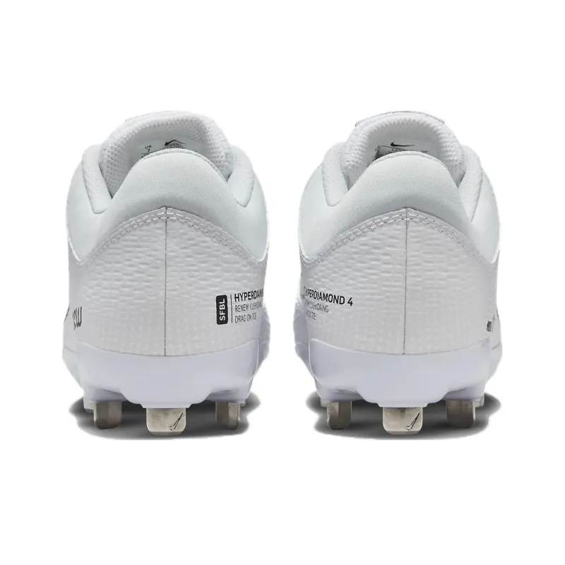 Nike Hyperdiamond 4 Durable Breathable Lightweight Low-Top Training Shoes GS White-4