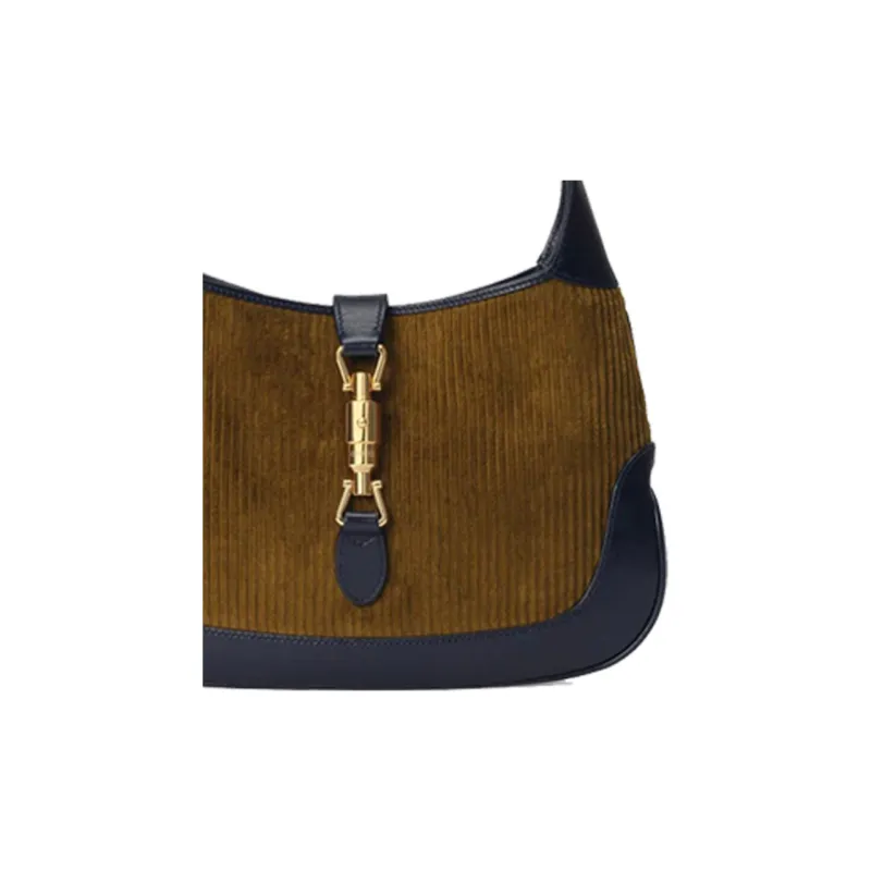 GUCCI Jackie 1961 Corduroy Crescent Shoulder Bag Shoulder Bag Women's Brown Blue Multicolor-7