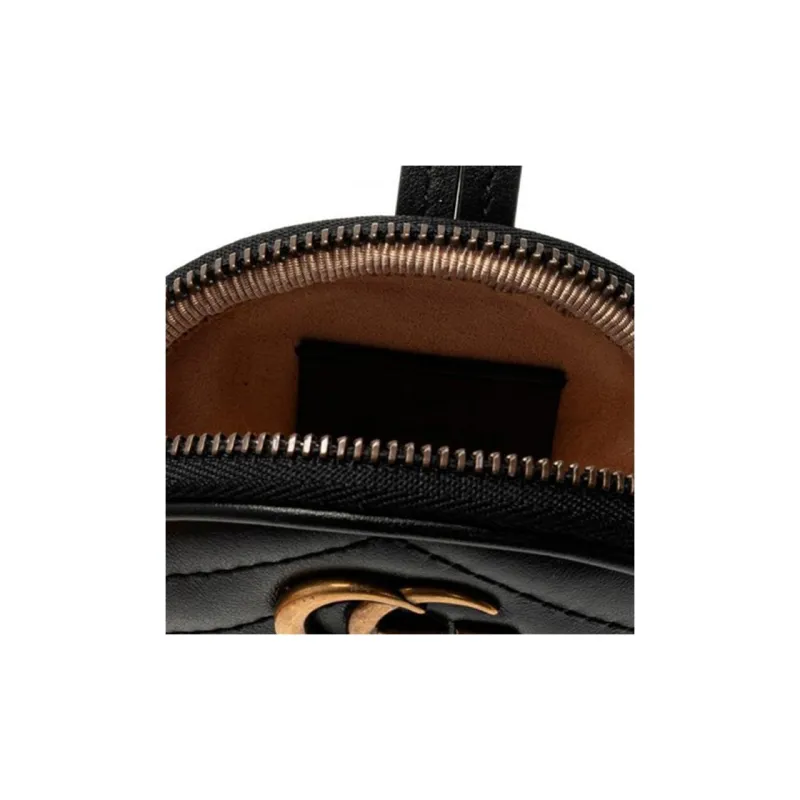 GUCCI Marmont Quilting Leather Necklace Pouch Pendant Coin Purse Women's Black-4