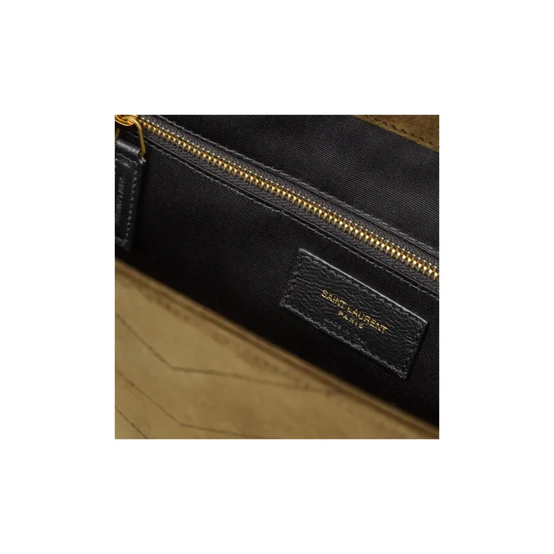 SAINT LAURENT Niki Suede Tote Bag Shopping Bag Portable Crossbody Bag Shoulder Bag Women's Barley Green-4