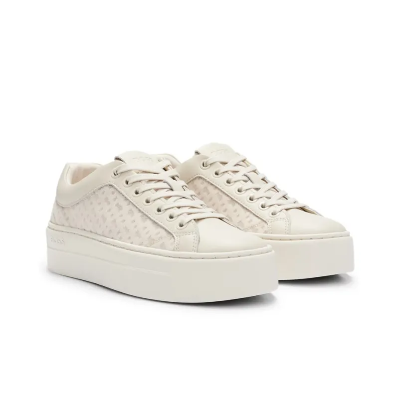 HUGO BOSS Wear-Resistant Low-Top Skateboard Shoes Women's Light Beige-2