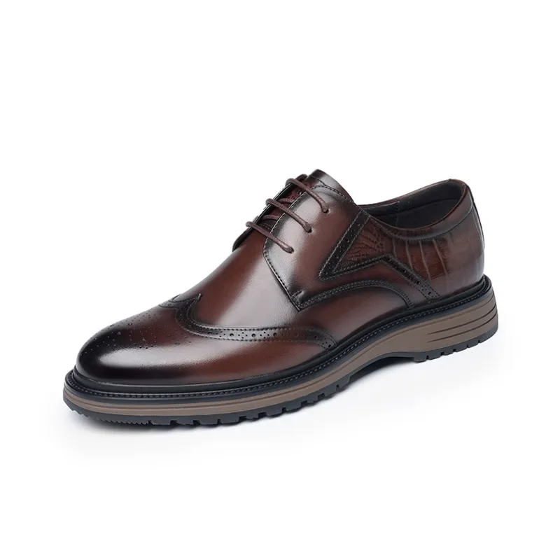 LAORENTOU Dress Shoes Men Low Top Brown-6