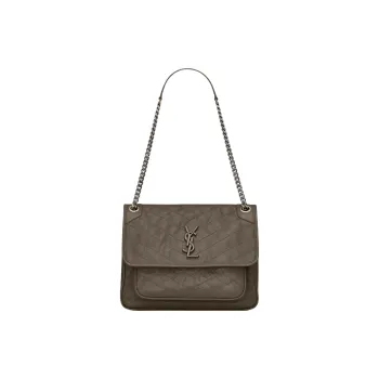 SAINT LAURENT Cow Leather Handbag Shoulder Bag Women's Dark Brown