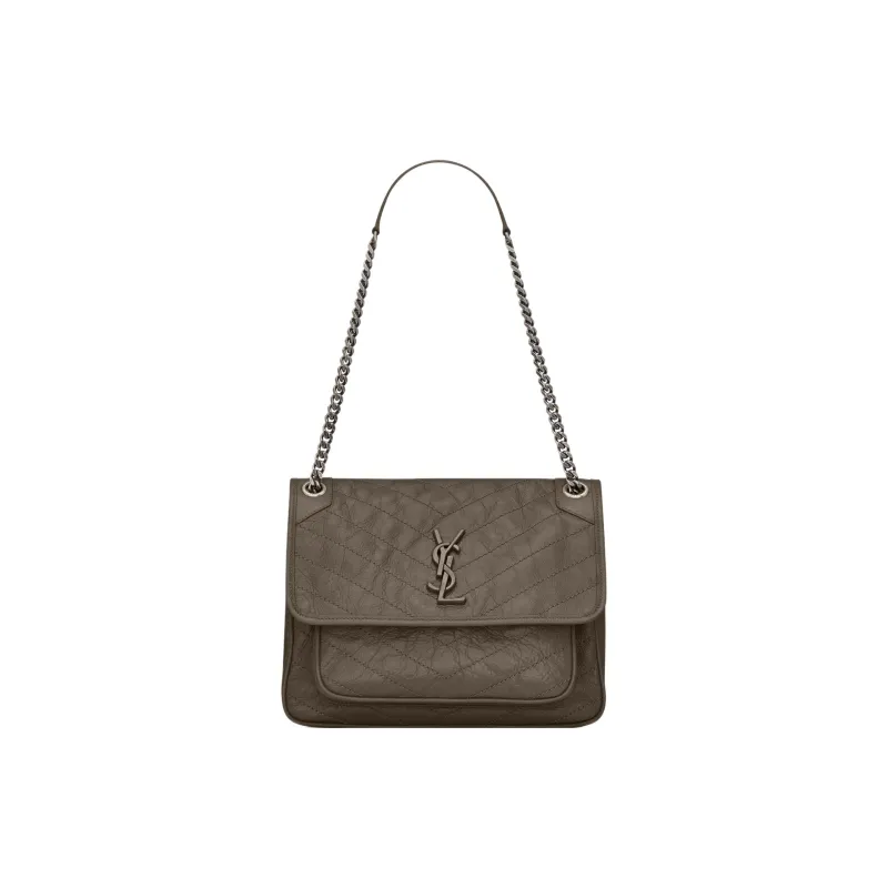 SAINT LAURENT Cow Leather Handbag Shoulder Bag Women's Dark Brown-0