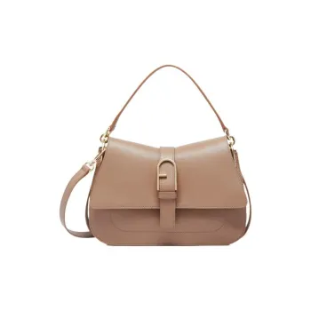 Furla Calfskin Shoulder Bag, Crossbody Bag, Handbag Medium Size Women's Gray Coffee