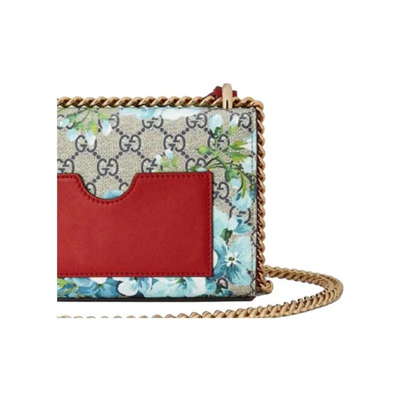 GUCCI Padlock Canvas With Leather Box Bag Chain Shoulder Bag Crossbody Bag Small Size Women's Beige/Blue/Red-3
