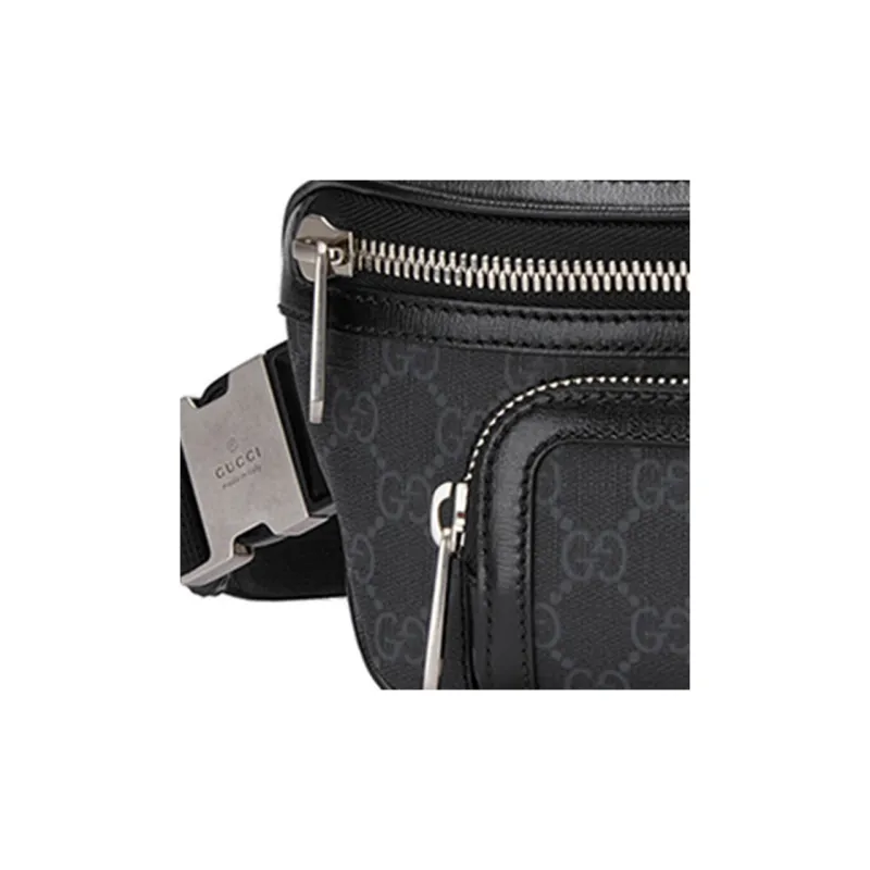 GUCCI Canvas With Leather Shoulder Bag, Crossbody Bag, Sling Bag, Fanny Pack Regular Men's Black Gray-6