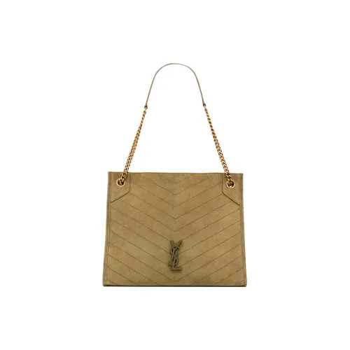 SAINT LAURENT Niki Suede Tote Bag Shopping Bag Portable Crossbody Bag Shoulder Bag Women's Barley Green