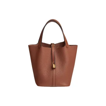 HERMES Picotin Lock Clemence Calfskin Basket Bag Handbag Bucket Bag Women's 6C Copper Pumpkin/Copper Red