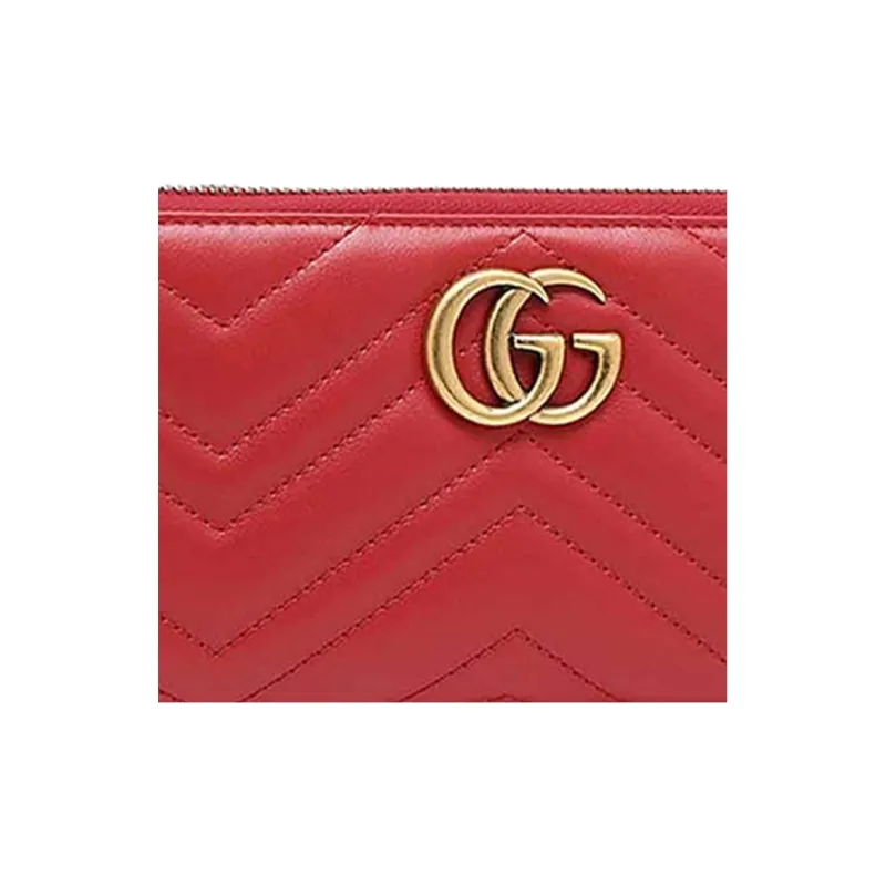 GUCCI GG Marmont Quilted Leather Wallet Women's Red-3