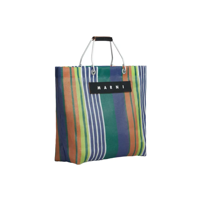 MARNI Polyethylene With Cow Leather Patchwork Tote Bag Shopping Bag Handbag Women's Light Blue/Multicolor-1