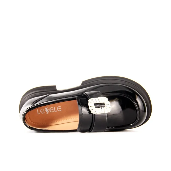 LESELE Loafers Women's Low Top Black/Beige-3