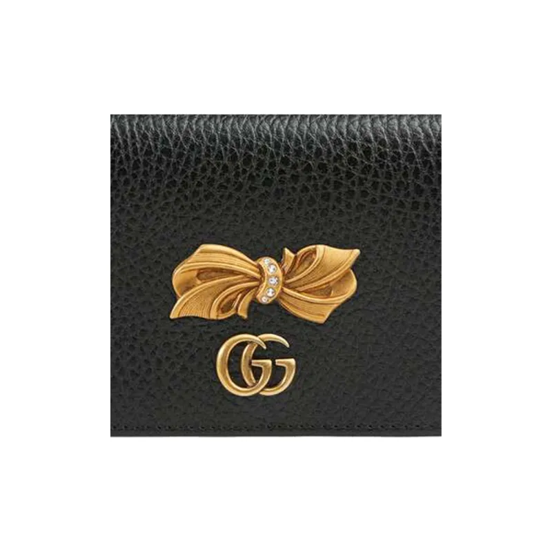 GUCCI Leather Card Holder Women's Black-5