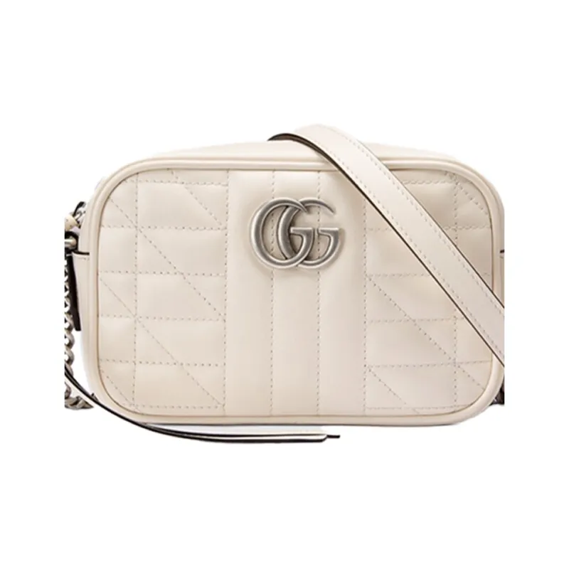 GUCCI GG Marmont Leather Camera Bag Shoulder Bag Crossbody Bag Mini Women's White-5