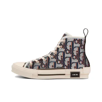 DIOR B23 High Top Stylish Skateboarding Shoes Men's Blue Silver