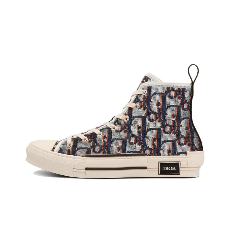 DIOR B23 High Top Stylish Skateboarding Shoes Men's Blue Silver-0
