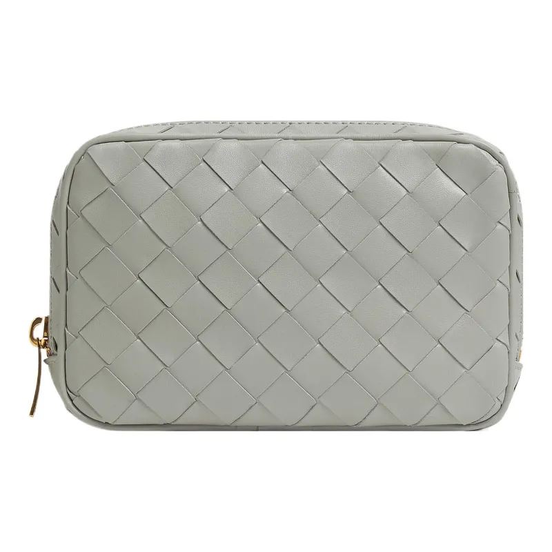 Bottega Veneta Calfskin Clutch Small Size Women's Agate Gray-0