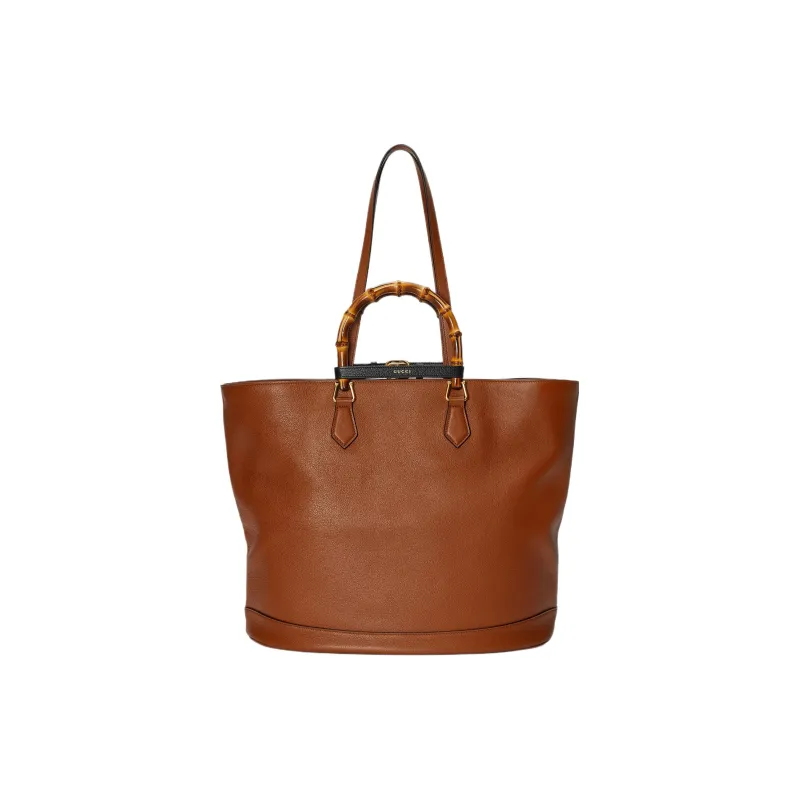 GUCCI Diana Leather Tote Bag Shopping Bag Shoulder Bag Handbag Large Size Women's Brown-3