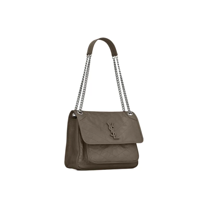SAINT LAURENT Cow Leather Handbag Shoulder Bag Women's Dark Brown-1