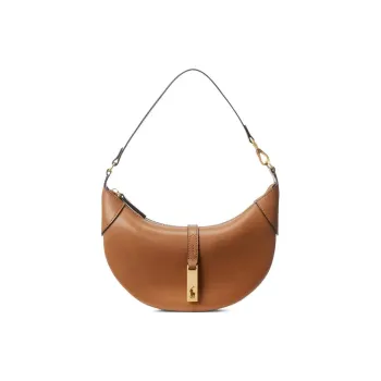 Polo Ralph Lauren Polo Id Small Calfskin Shoulder Bag Tan