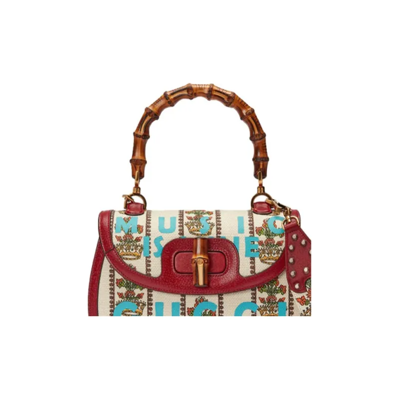 GUCCI Cow Leather Shoulder Bag, Crossbody Bag, Handbag Medium Size Women's Ivory White/Red-7
