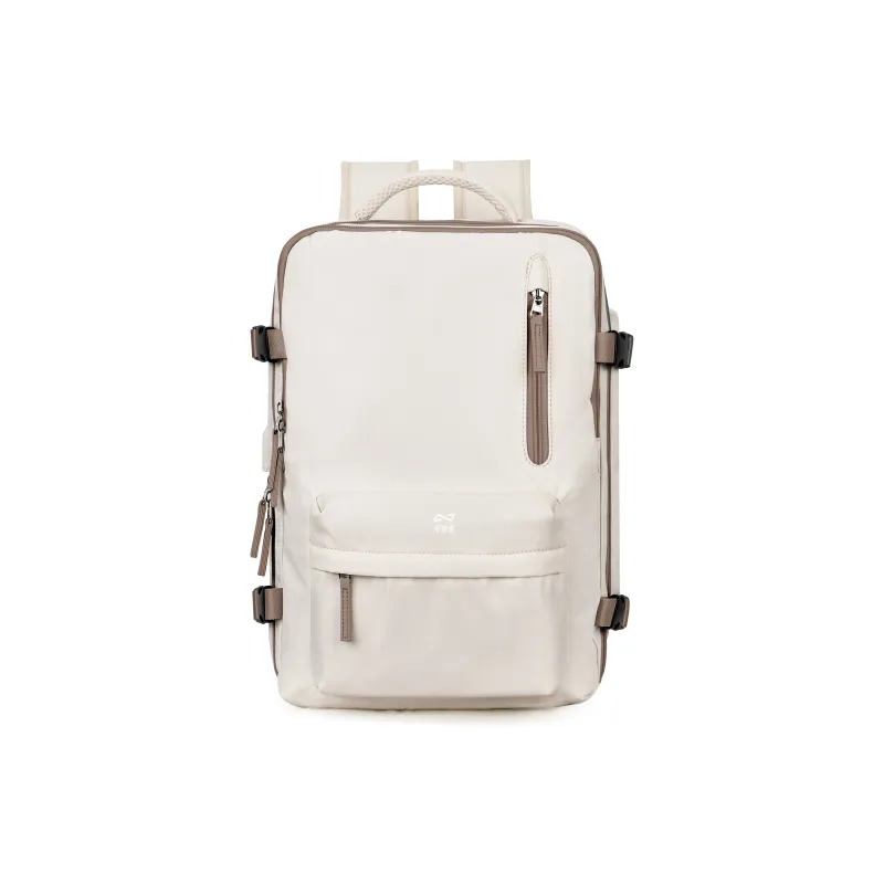 QING QI ZHE Fabric Travel Bag Backpack Regular Unisex Beige White Green/Beige White Brown-13