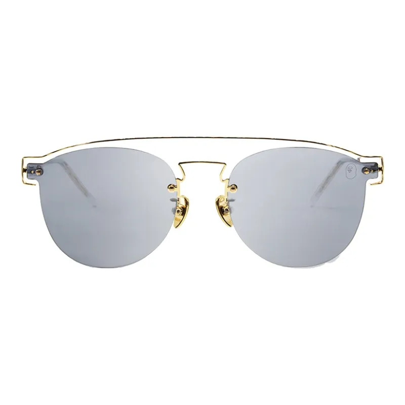 A BATHING APE Stainless Steel Oval Sunglasses Unisex-1