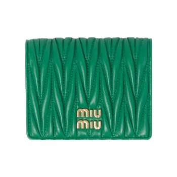 MIU MIU Matelassé Leather Wallet Small Size Women's Mango Green