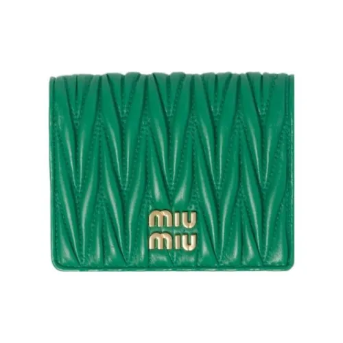 MIU MIU Matelassé Leather Wallet Small Size Women's Mango Green