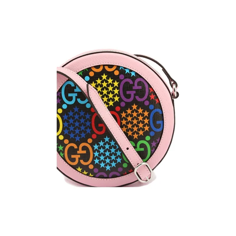 GUCCI Canvas With Leather Round Bag Shoulder Bag Crossbody Bag Regular Women's Pink/Multicolor/Candy Color-7