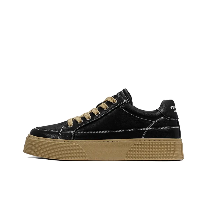 YEARCON Wear Resistant Low Top Skateboard Shoes Men's Black-0