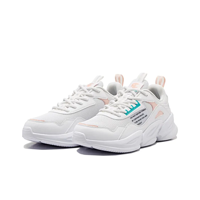 QIAODAN Anti Slip And Wear Resistant Breathable Low Top Running Shoes Women's Jordan White Enamel Pink-2