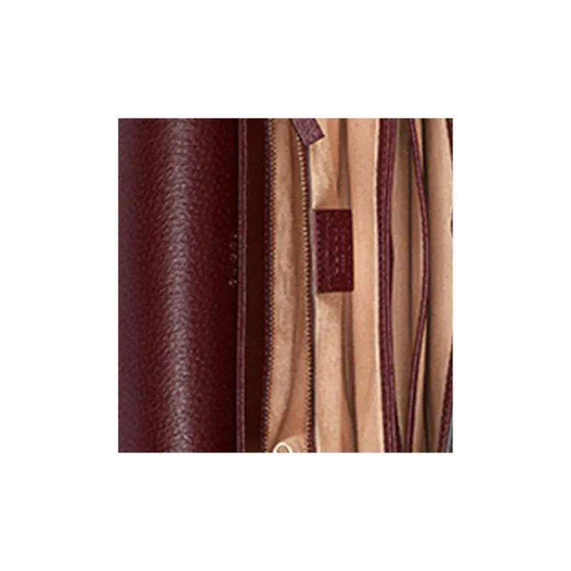 GUCCI Horsebit 1955 Canvas With Leather Saddle Bag, Shoulder Bag, Crossbody Bag Trumpets Women's Burgundy-6
