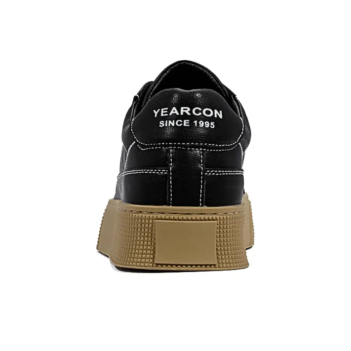 YEARCON Wear Resistant Low Top Skateboard Shoes Men's Black-3
