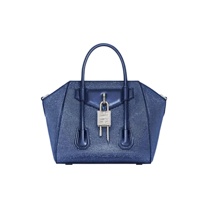 GIVENCHY Antigona Lock Silk Shoulder Bag Crossbody Bag Handbag Mini Women's Blue-0