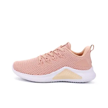 QIAODAN Anti-Slip Wear-Resistant Breathable Lightweight Low-Top Running Shoes Women's Pink White
