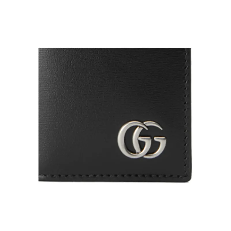 GUCCI GG Marmont Leather Card Clip Card Holder Men's Black-4
