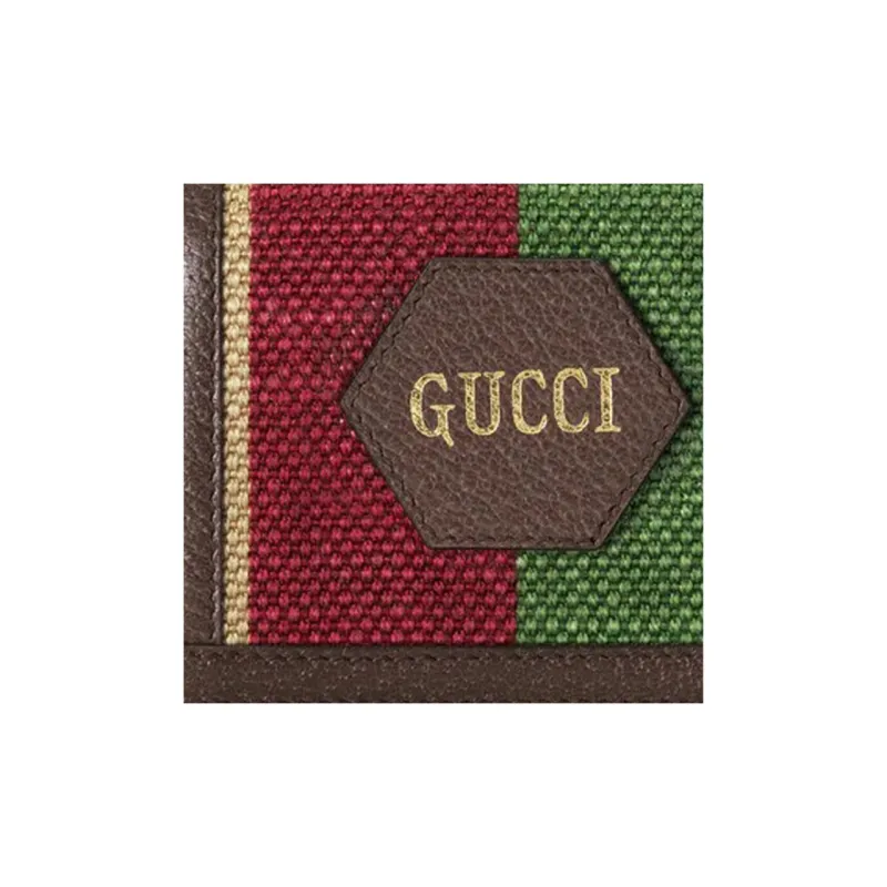 GUCCI Canvas Leather Binding Canvas Bag, Wallet, Card Holder Women's Brown & Multicolor-6