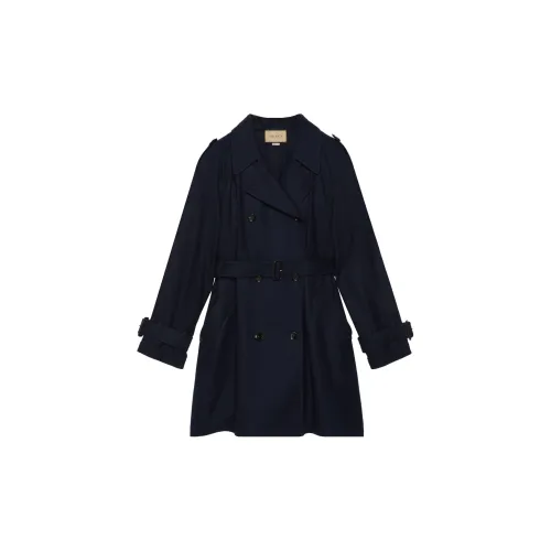 GUCCI Trench Coats Women's Navy