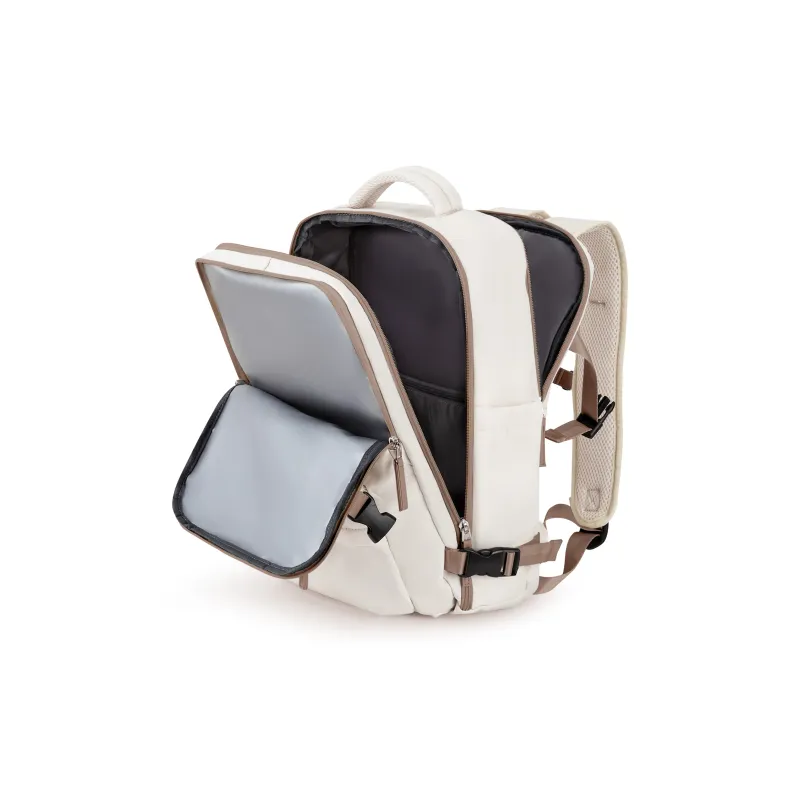 QING QI ZHE Fabric Travel Bag Backpack Regular Unisex Beige White Green/Beige White Brown-8