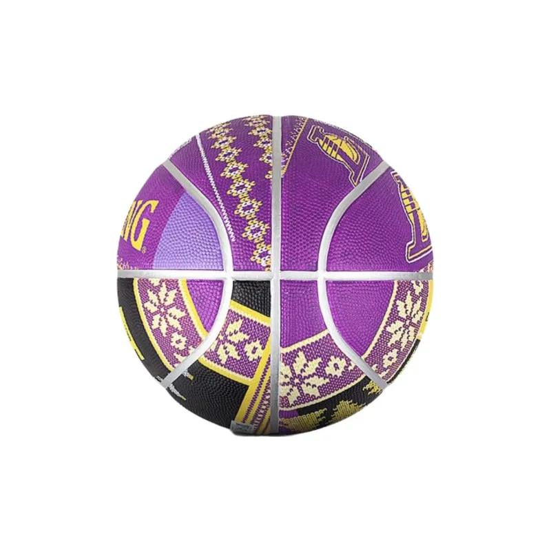 SPALDING Rubber Basketball Yellow Purple Black Size 7 Ball Training Unisex-1