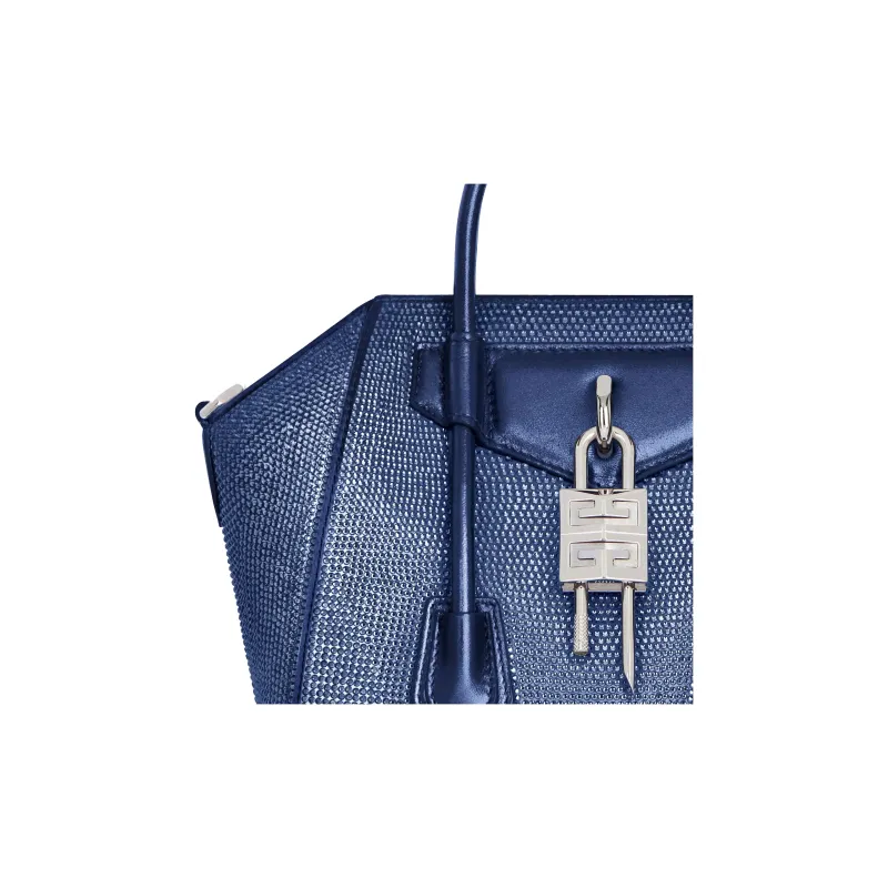 GIVENCHY Antigona Lock Silk Shoulder Bag Crossbody Bag Handbag Mini Women's Blue-4