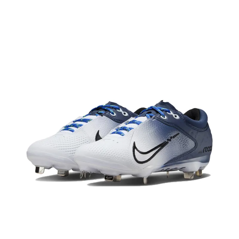 Nike Hyperdiamond 4 Abrasion Resistant Breathable Low Top Training Shoes GS Blue White-2